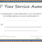 Multi Year Service Award Certificate Template With Certificate Of Service Template Free