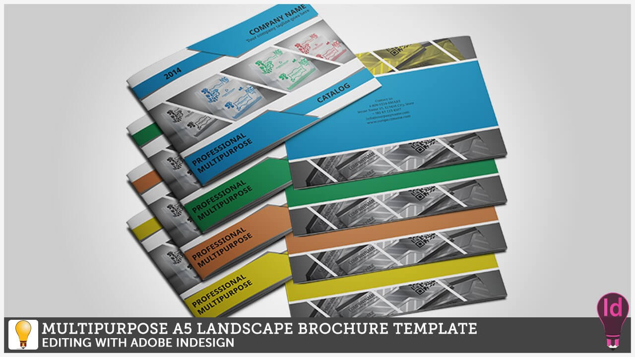 Multipurpose A5 Landscape Brochure Template Editing With Adobe Indesign With Regard To Adobe Indesign Brochure Templates