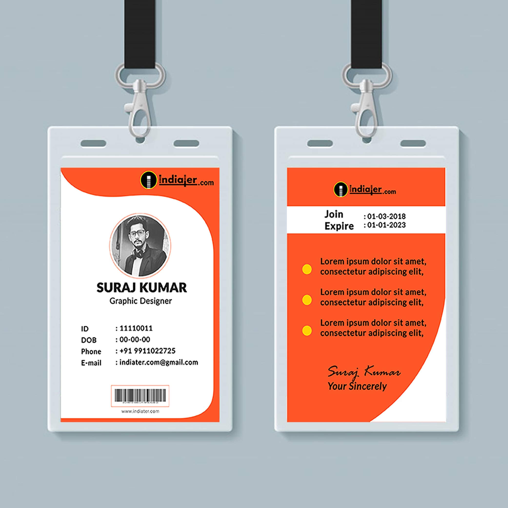 Multipurpose Corporate Office Id Card Free Psd Template Throughout Media Id Card Templates
