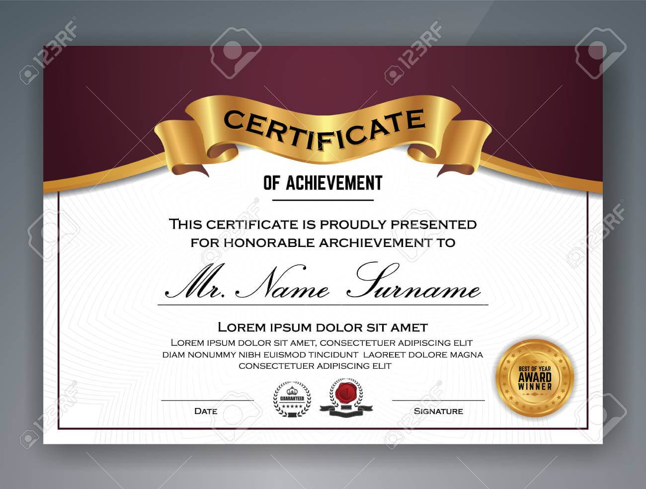 Multipurpose Professional Certificate Template Design For Print Inside Professional Award Certificate Template