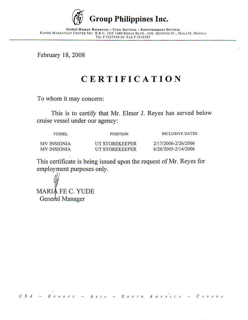 My Certificate Of Employment And Other Scanned Documents With Employee Certificate Of Service Template