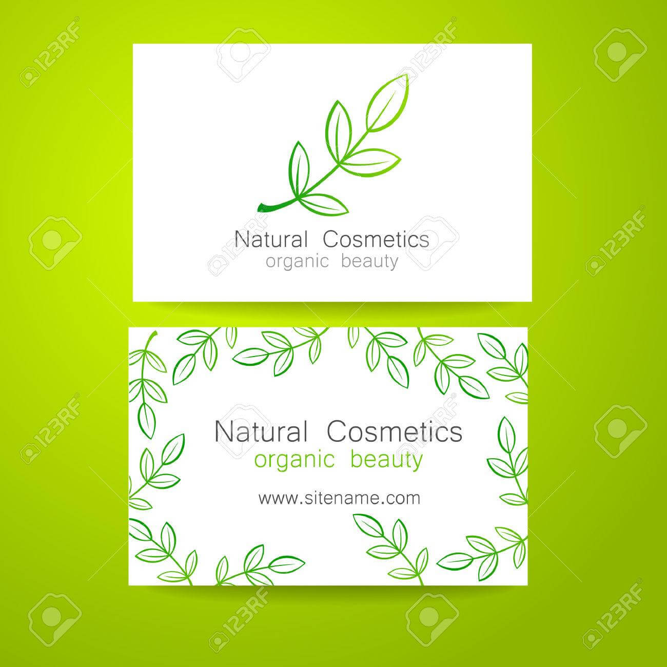 Natural Cosmetics Logo. Template Design For Organic Bio Products.  Presentation Of The Business Card. Regarding Bio Card Template