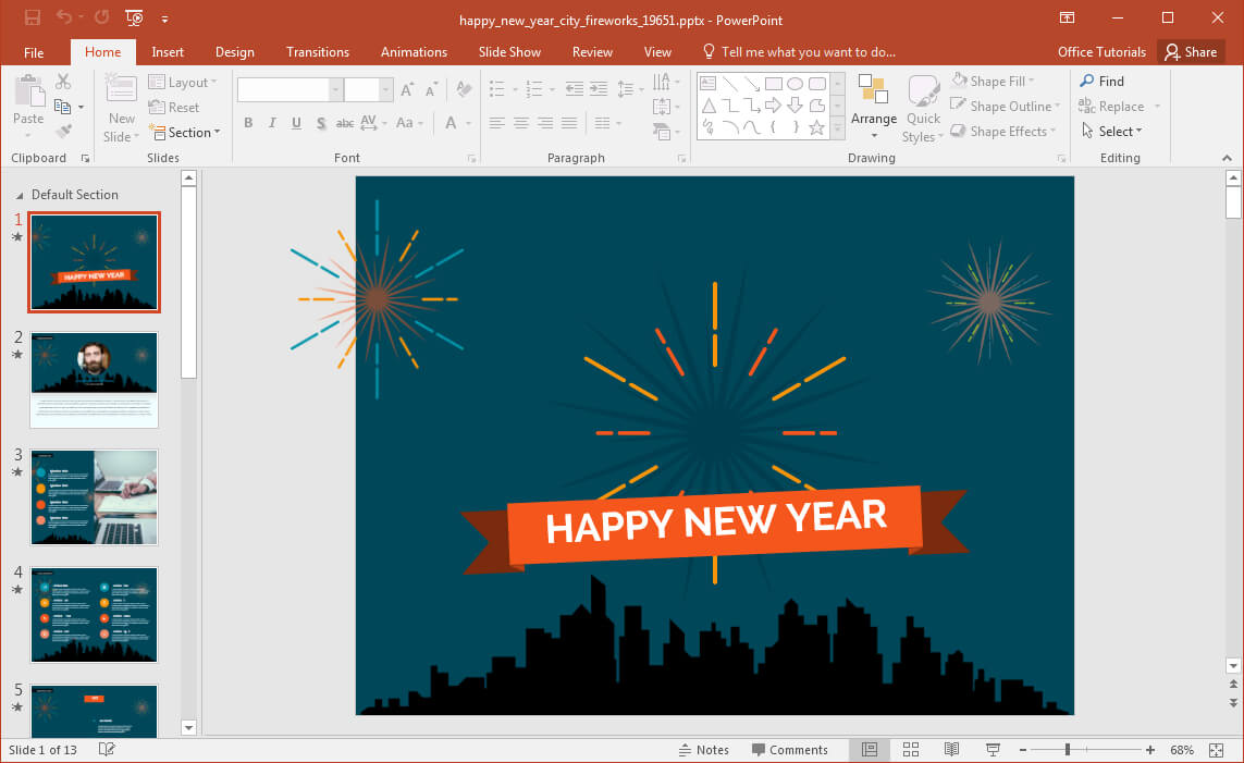 New Year Fireworks Powerpoint Template With Regard To Powerpoint Replace Template
