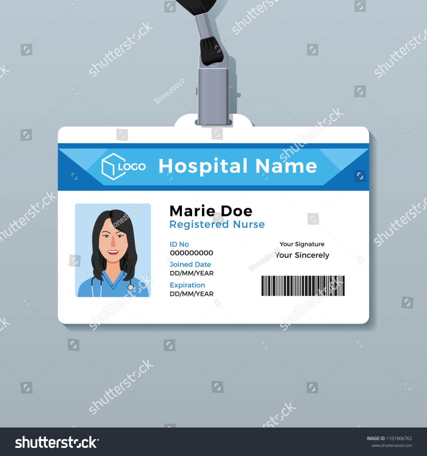 Nurse Id Card Medical Identity Badge Stock Vector (Royalty With Hospital Id Card Template