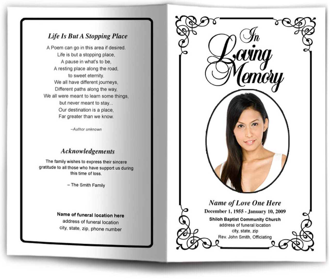 Obituary Funeral Program Clipart Pertaining To Memorial Brochure