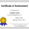 Of Achievement Template For Word Template Certificate Of Achievement