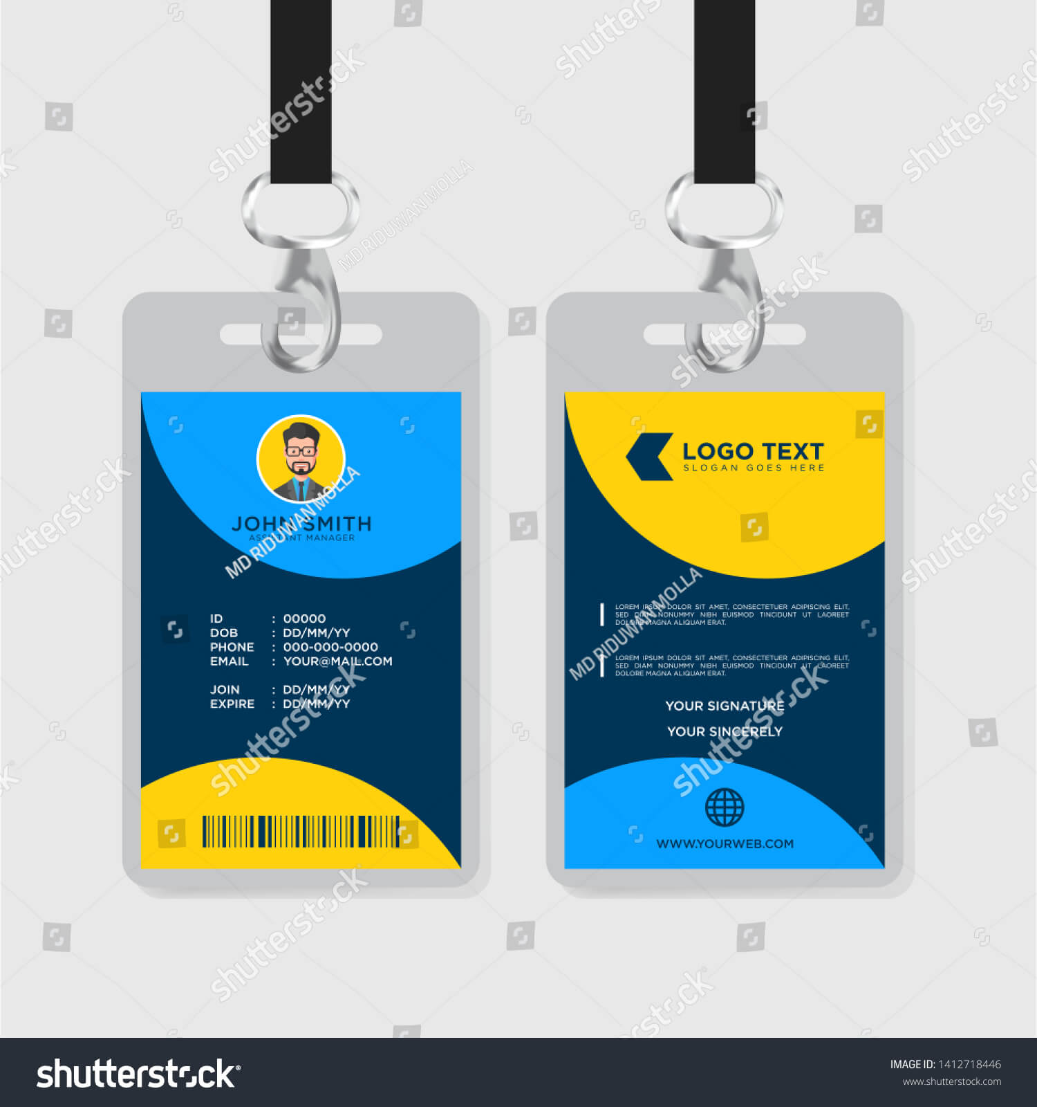 Office Id Card Template Corporate Id Stock Vector (Royalty For Work Id Card Template