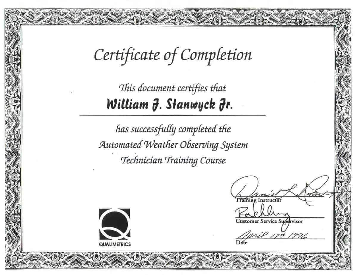 On The Job Training Certificate Of Completion Calep For Free Training