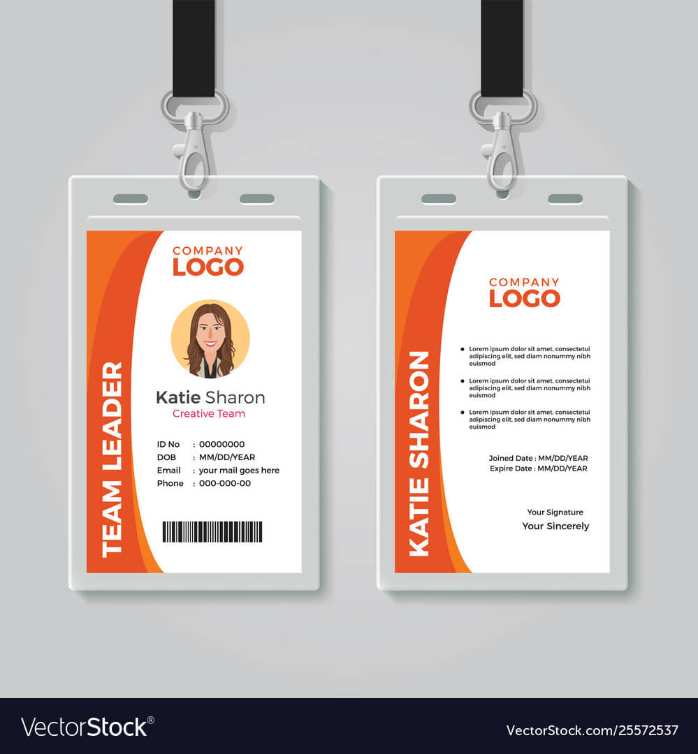 Orange And White Corporate Id Card Template Throughout Sample Of Id Card Template