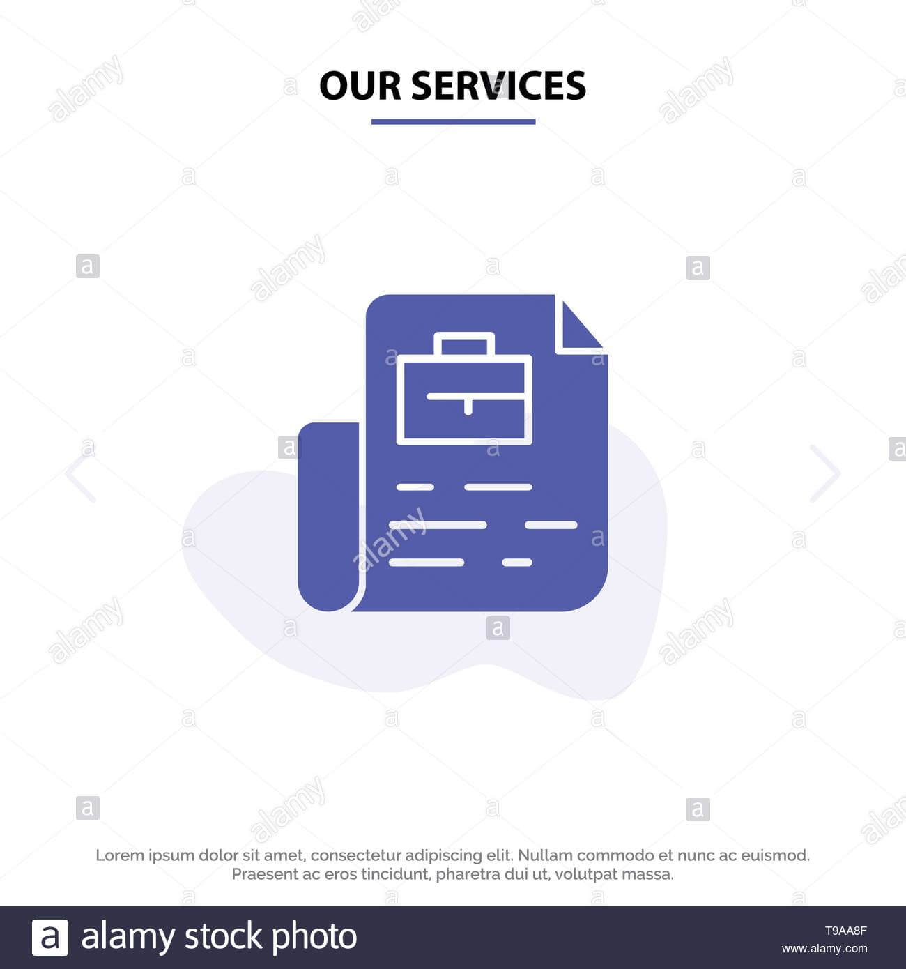 Our Services Document, Job, File, Bag Solid Glyph Icon Web Inside Service Job Card Template