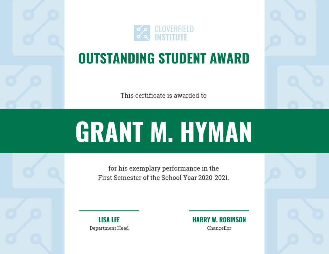 Outstanding Student Certificate Template Within Student Of The Year Award Certificate Templates