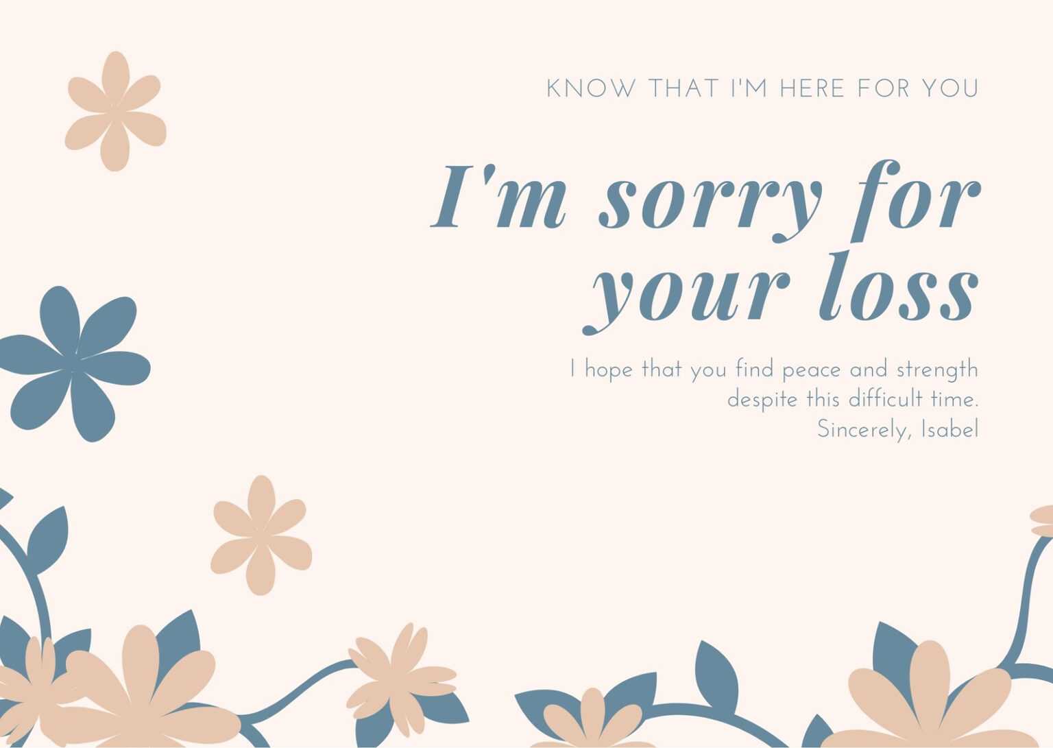 Sorry For Your Loss Card Template Professional Template Ideas