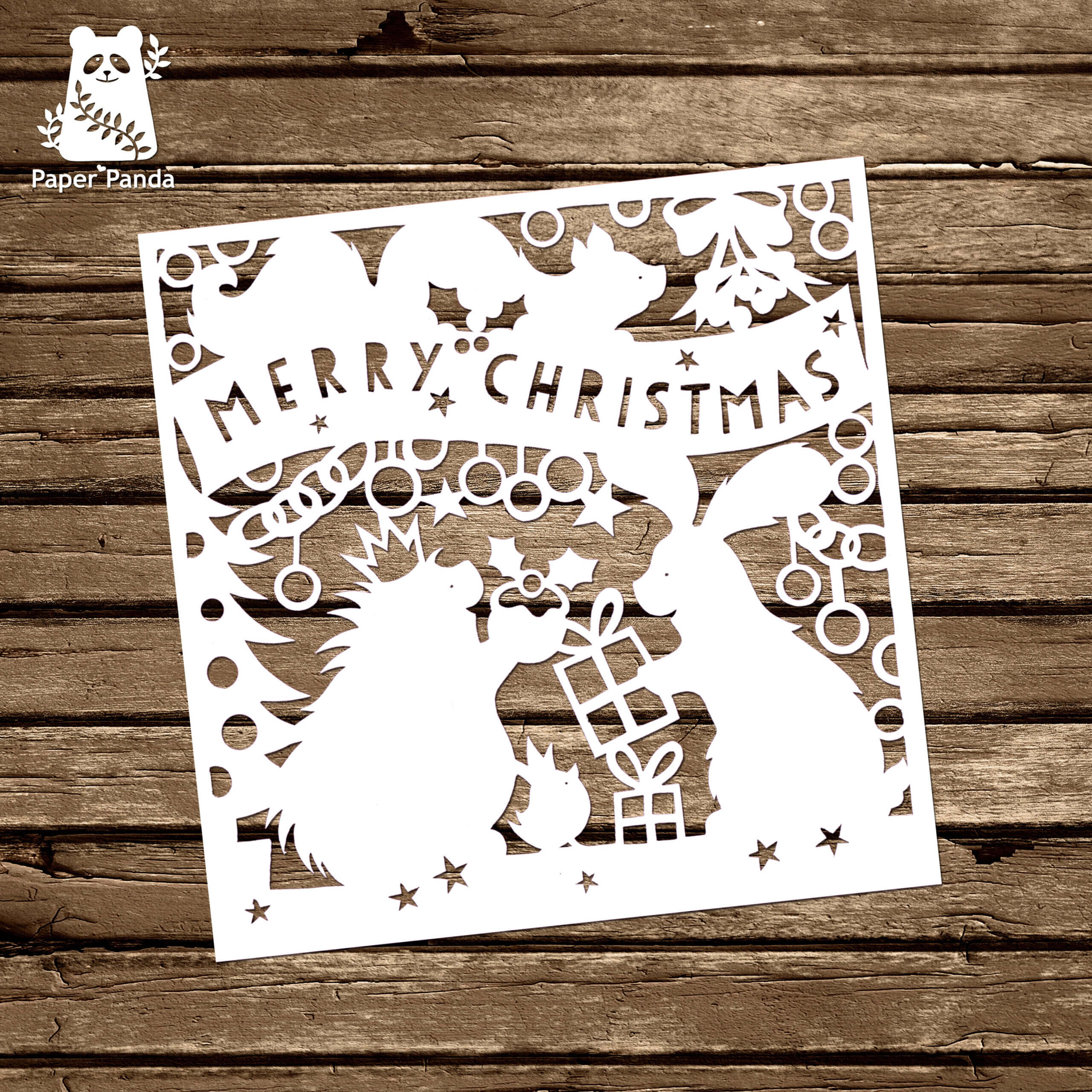 Papercut Diy Design Template - 'woodland Friends Christmas With Regard To Diy Christmas Card Templates