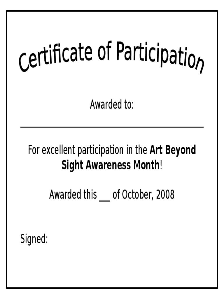 Participation Certificate - 6 Free Templates In Pdf, Word Inside Certificate Of Participation Word Template