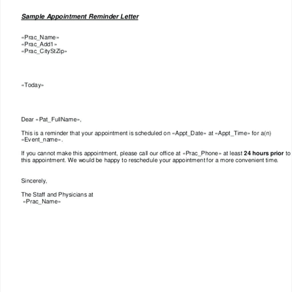 Patient Appointment Reminder Letter Template – Dalep Pertaining To Dentist Appointment Card Template