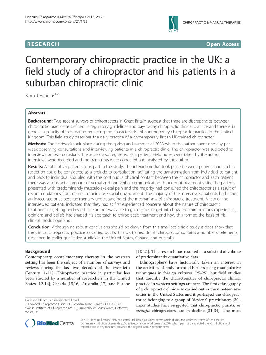 Pdf) Contemporary Chiropractic Practice In The Uk: A Field Pertaining To Chiropractic Travel Card Template