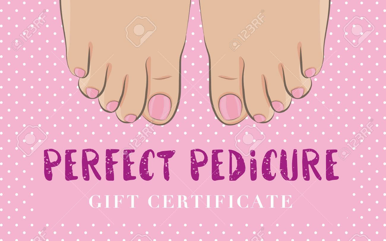 Pedicure Gift Certificate For A Nail Salon Cute Feminine Design With 