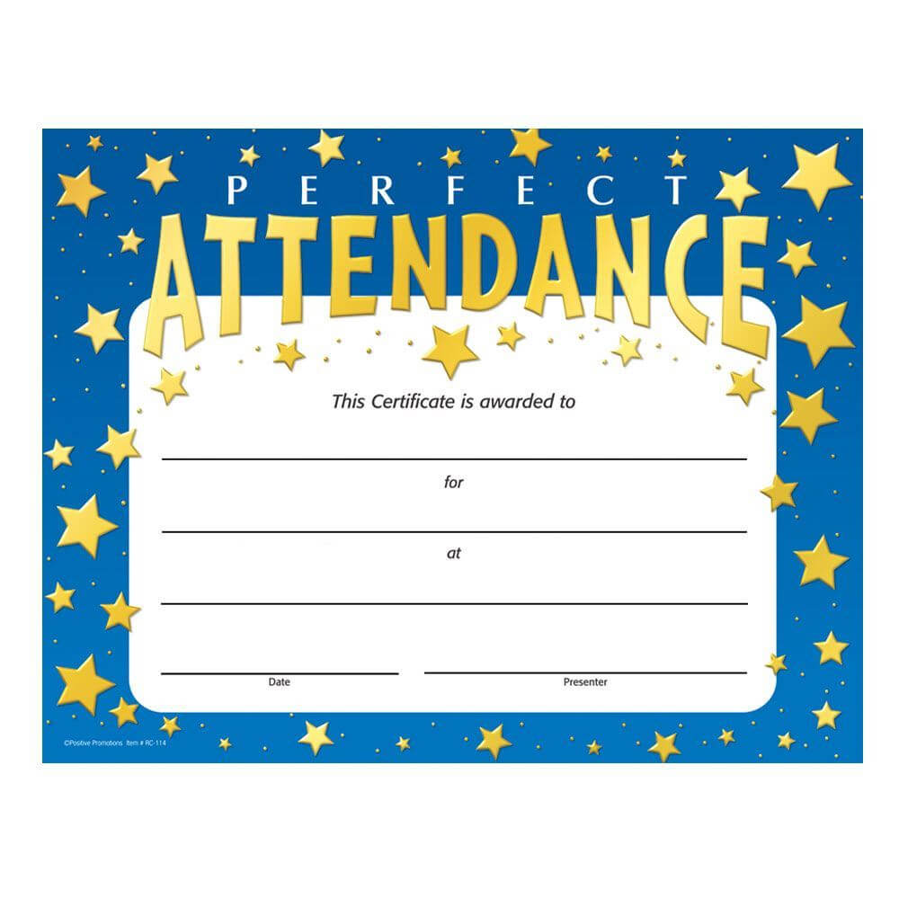 Perfect Attendance Award – Dalep.midnightpig.co Throughout Star Award Certificate Template