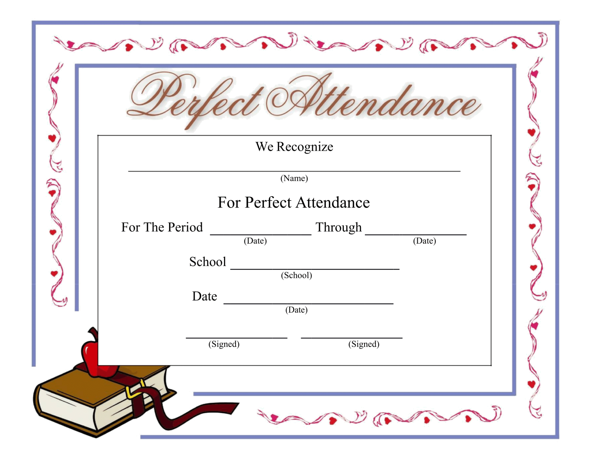 Perfect Attendance Certificate Download A Free Template For