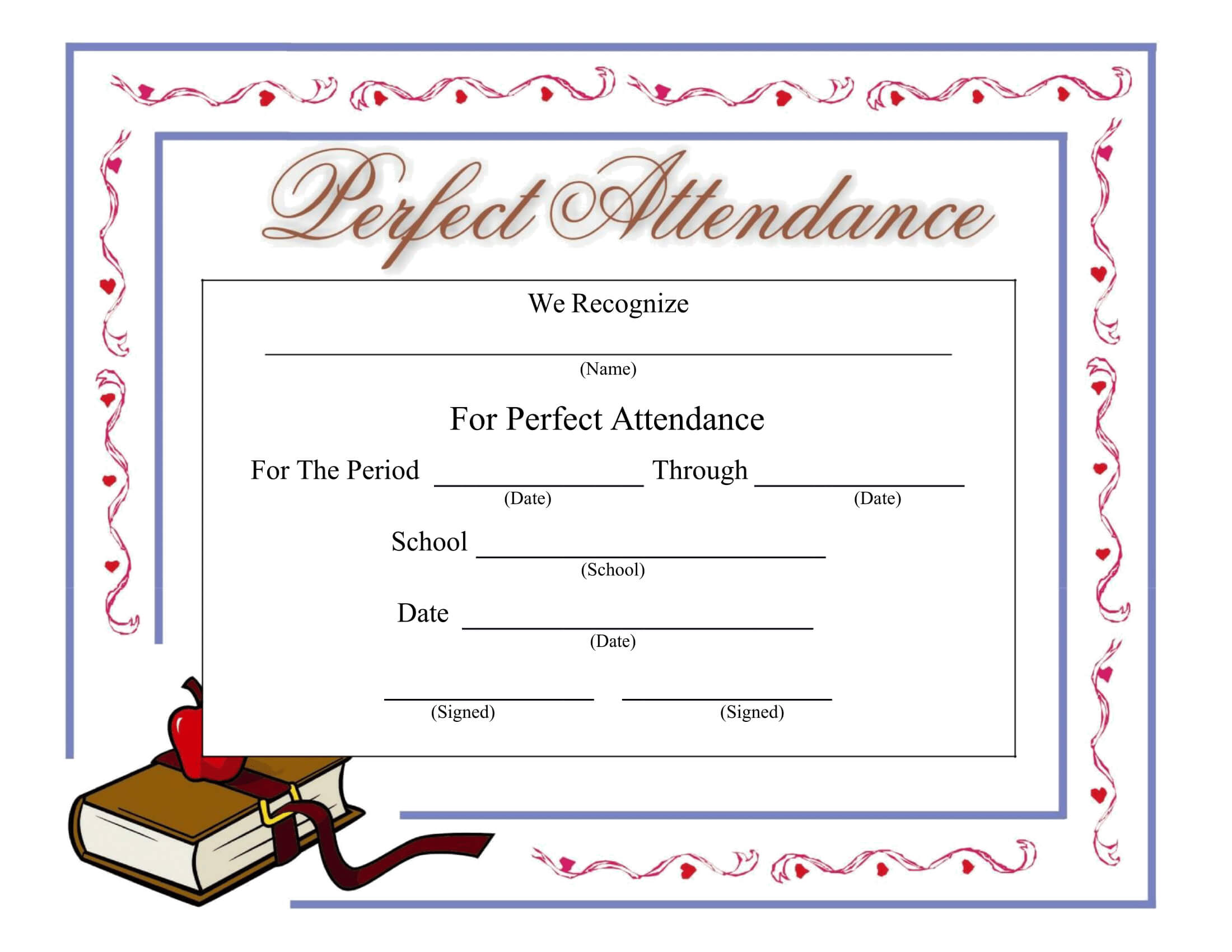 Perfect Attendance Certificate – Download A Free Template For Attendance Certificate Template Word