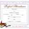 Perfect Attendance Certificate Template – Dalep.midnightpig.co With Regard To Free School Certificate Templates