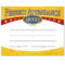 Perfect Attendance Yellow Gold Foil Stamped Certificates Inside Perfect Attendance Certificate Template