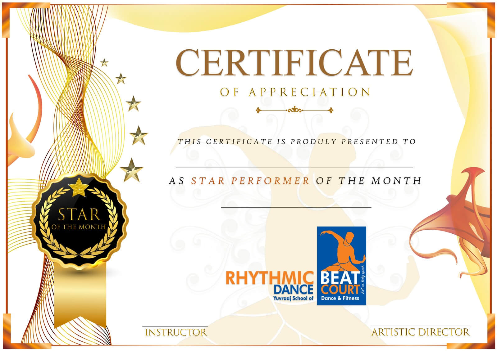 Performer Of The Month Certificate – Calep.midnightpig.co In Star Performer Certificate Templates