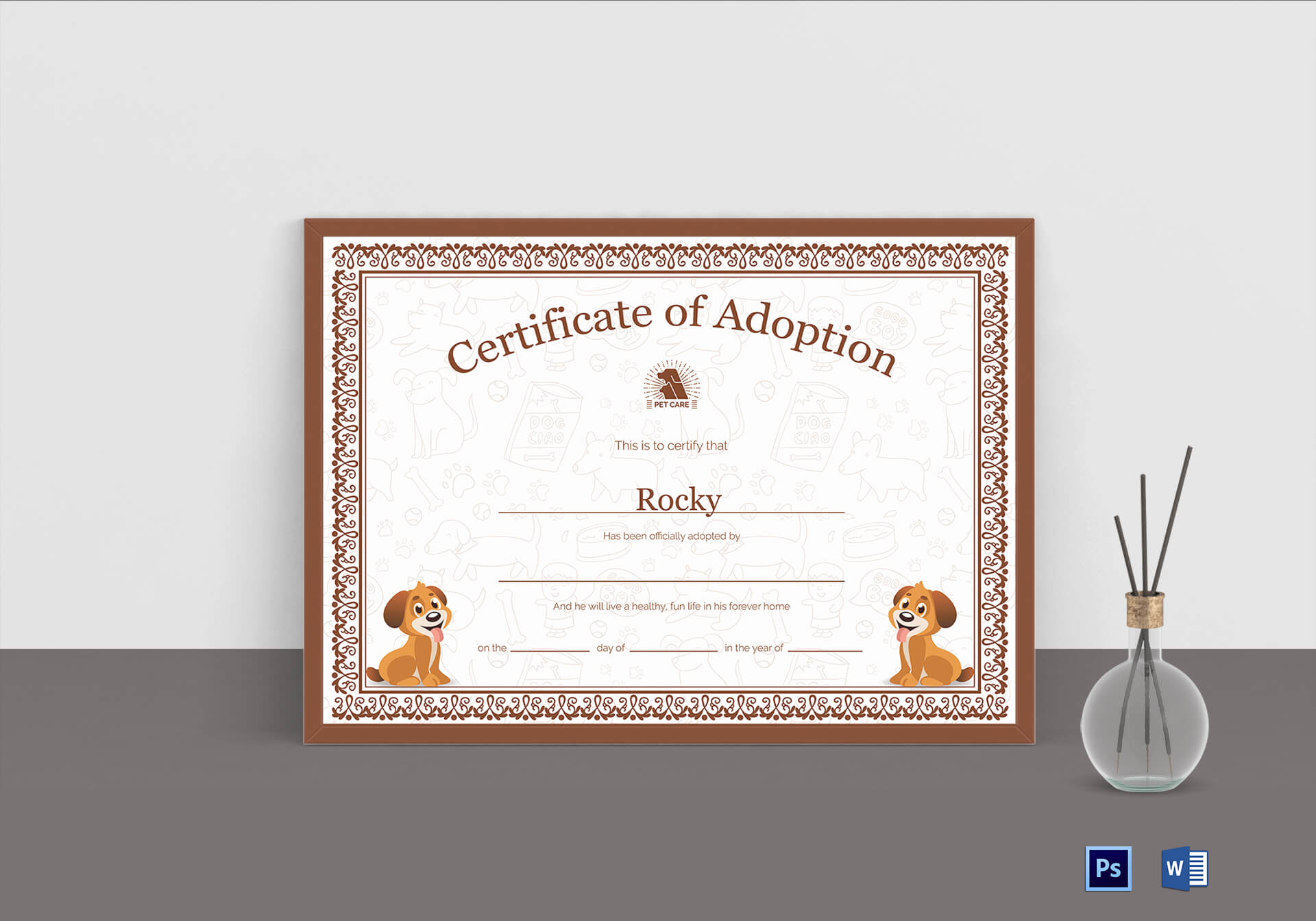 Pet Adoption Certificate Template With Pet Adoption Certificate Template