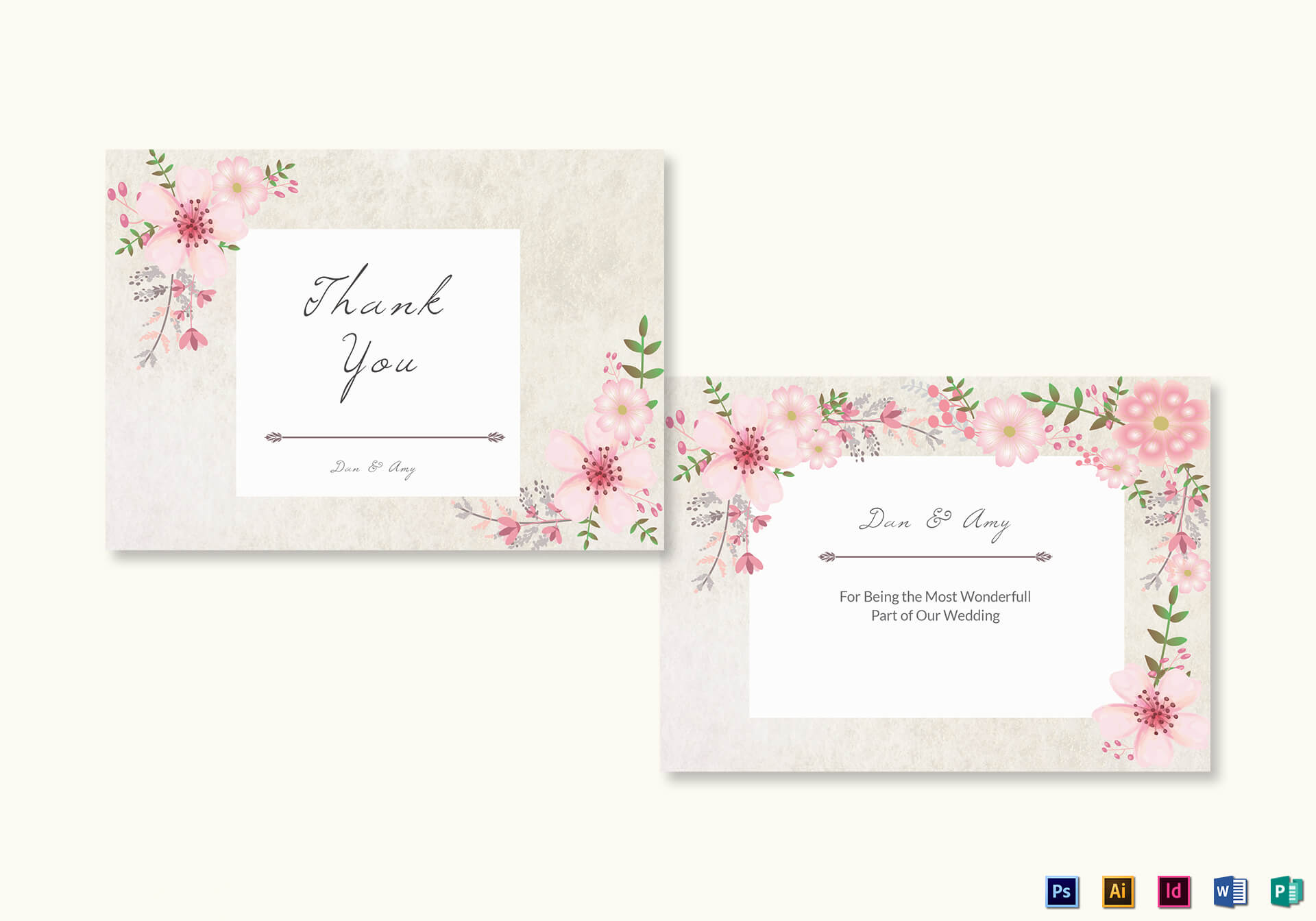 Pink Floral Thank You Card Template In Thank You Card Template Word