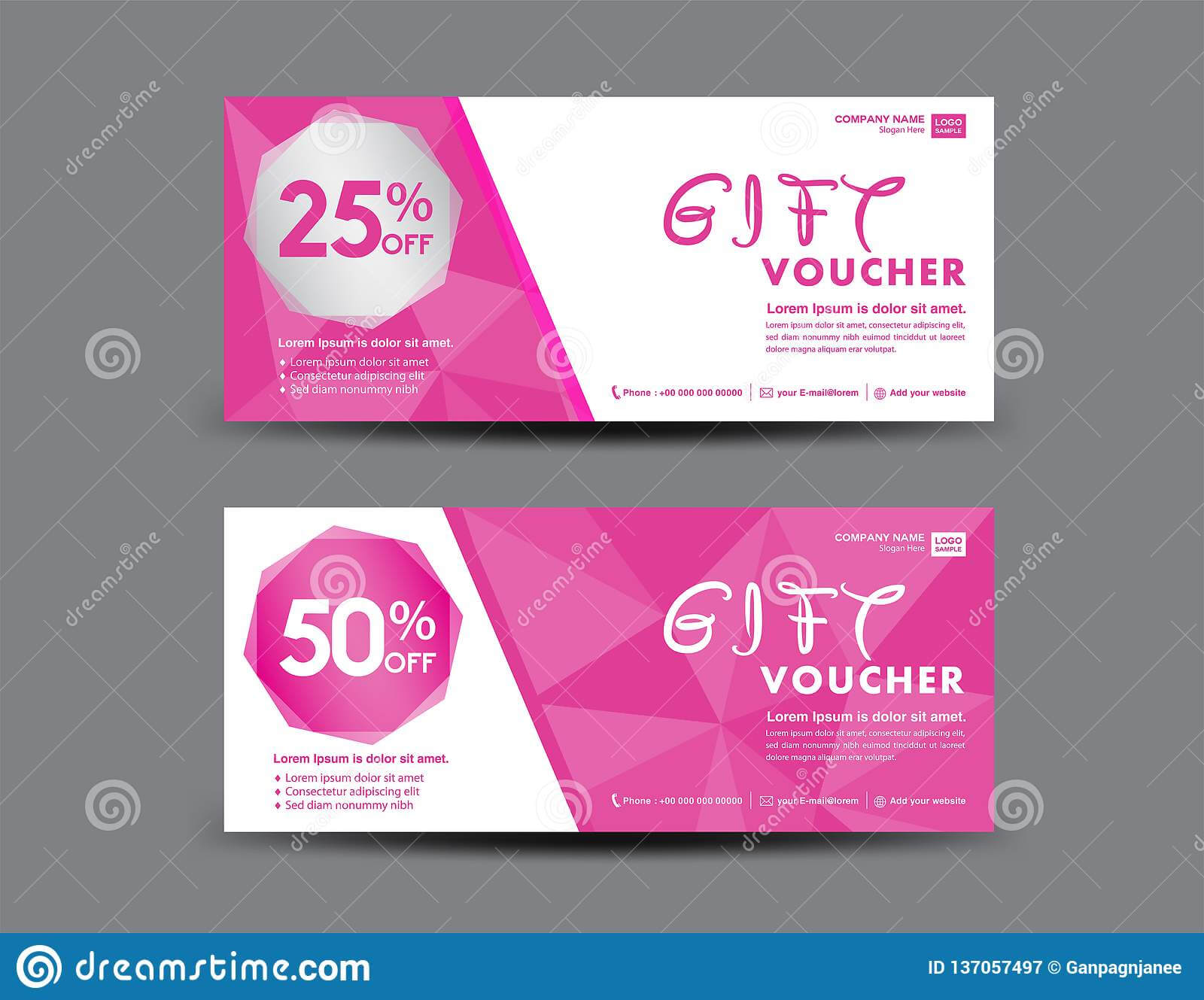 Pink Gift Voucher Template, Coupon Design, Certificate In Pink Gift Certificate Template