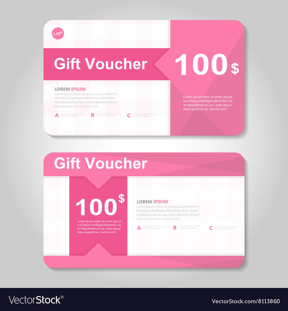 Pink Gift Voucher Template Layout Design Set With Pink Gift Certificate Template