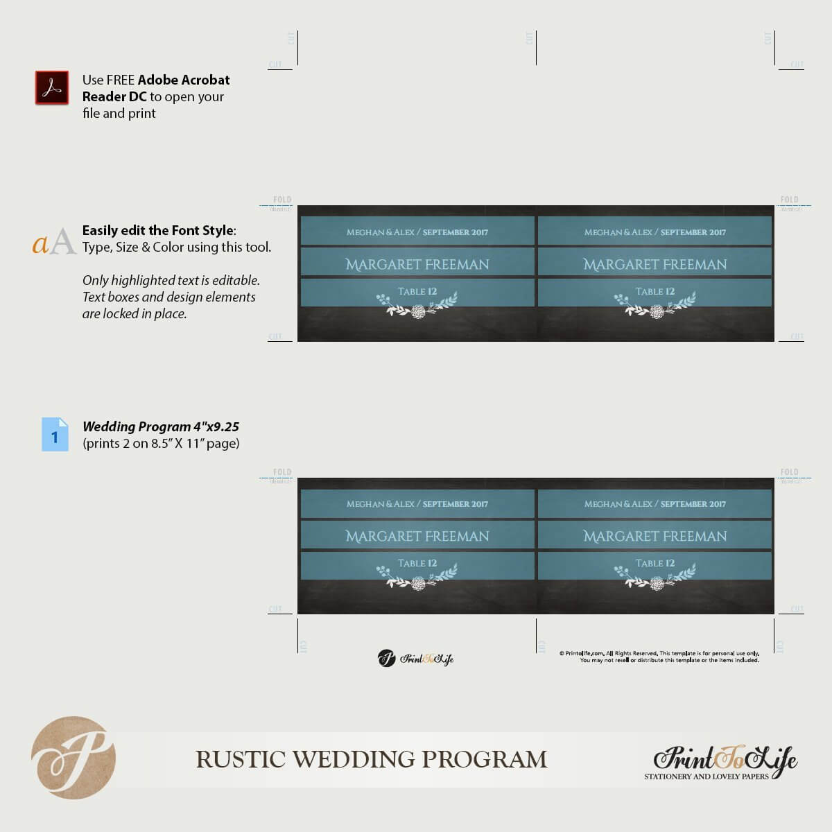 Place Card Template, Wedding Place Escort Cards, Printable Chalkboard  Template. Regarding Place Card Size Template