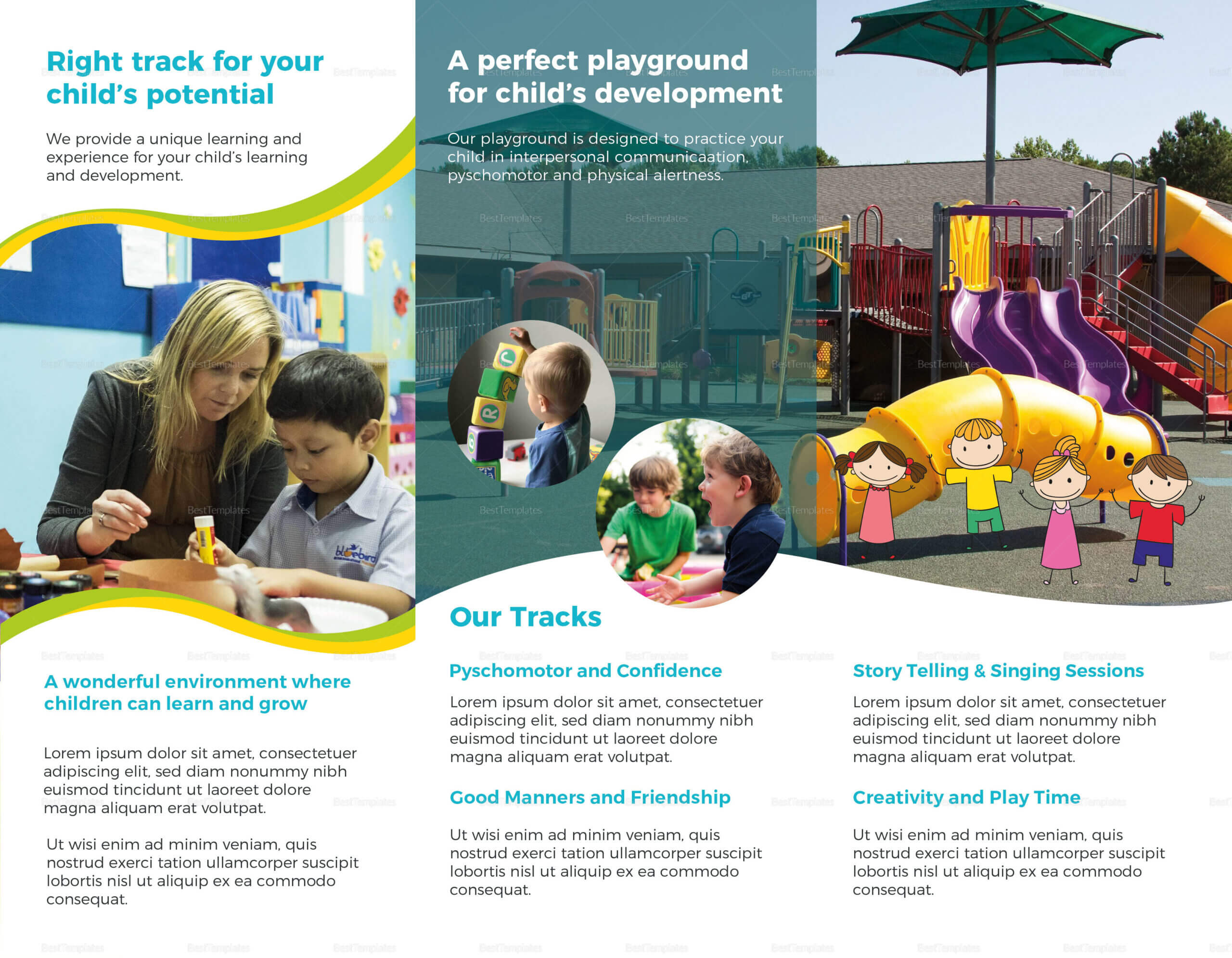 Play School Brochure Templates – Calep.midnightpig.co Throughout Play School Brochure Templates