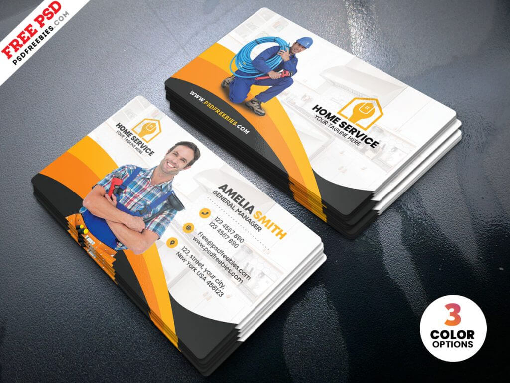 Plumber Business Card Psd Template – Free Download Intended For Visiting Card Psd Template