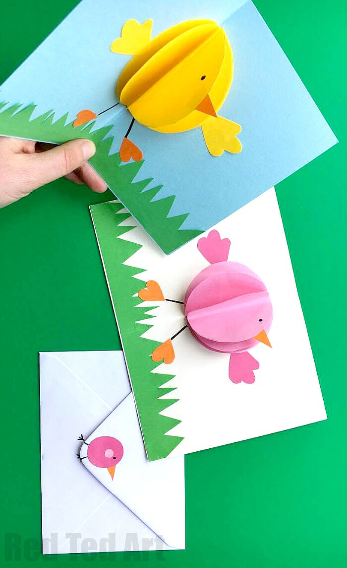 Pop Up Chick Card For Easter – Red Ted Art For Easter Chick Card Template