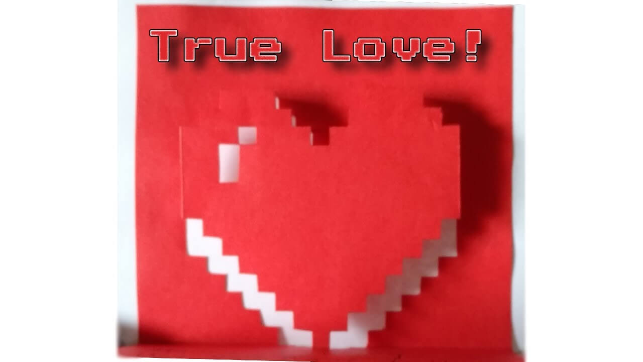 Pop Up Pixel Heart Card With Pixel Heart Pop Up Card Template