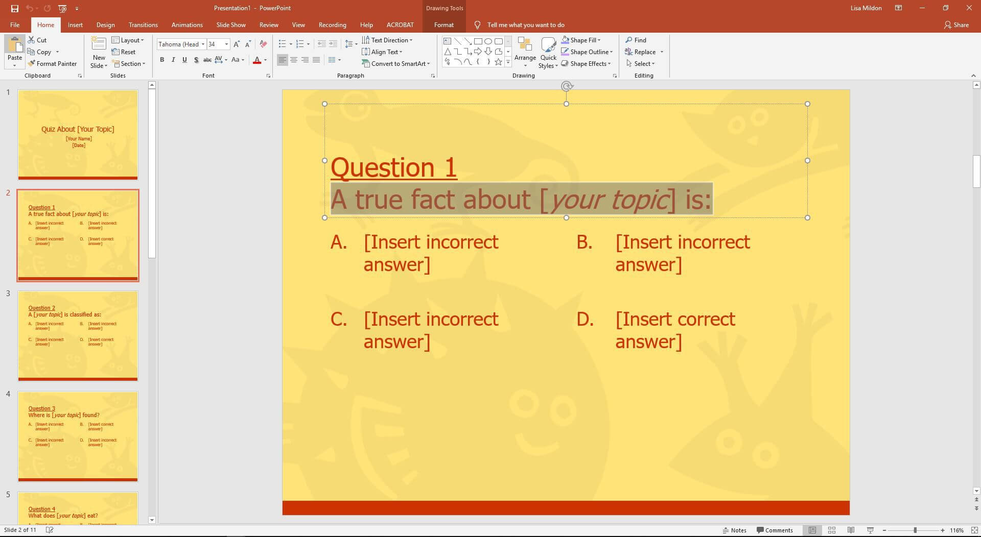 Powerpoint Template For A Multiple Choice Quiz In Powerpoint Quiz Template Free Download