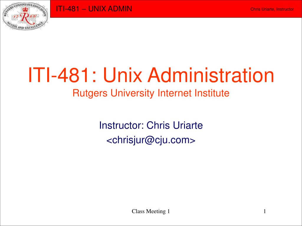 Ppt – Iti 481: Unix Administration Rutgers University With Regard To Rutgers Powerpoint Template