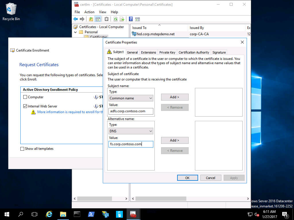 Prepare & Deploy Windows Ad Fs Certificate Trust (Windows In Domain Controller Certificate Template
