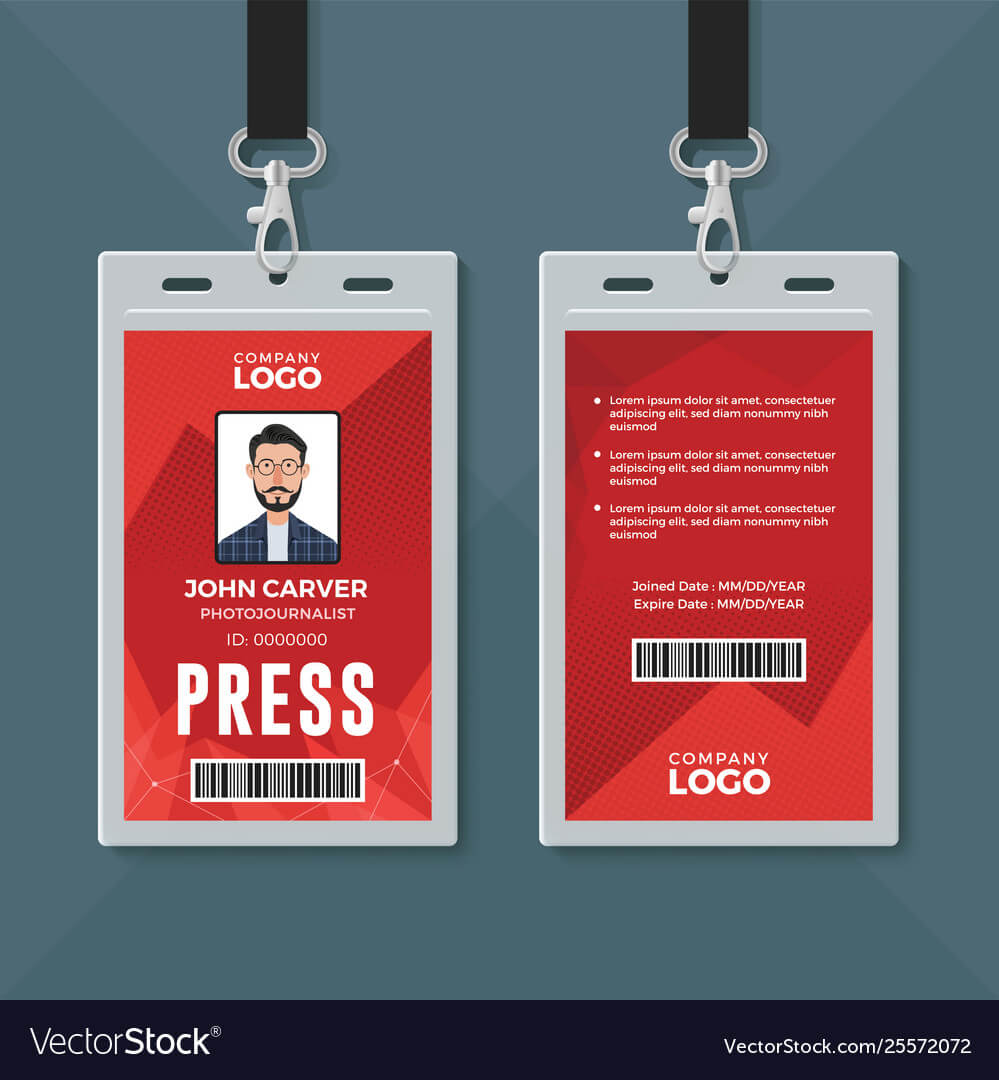 Press Id Card Design Template With Media Id Card Templates