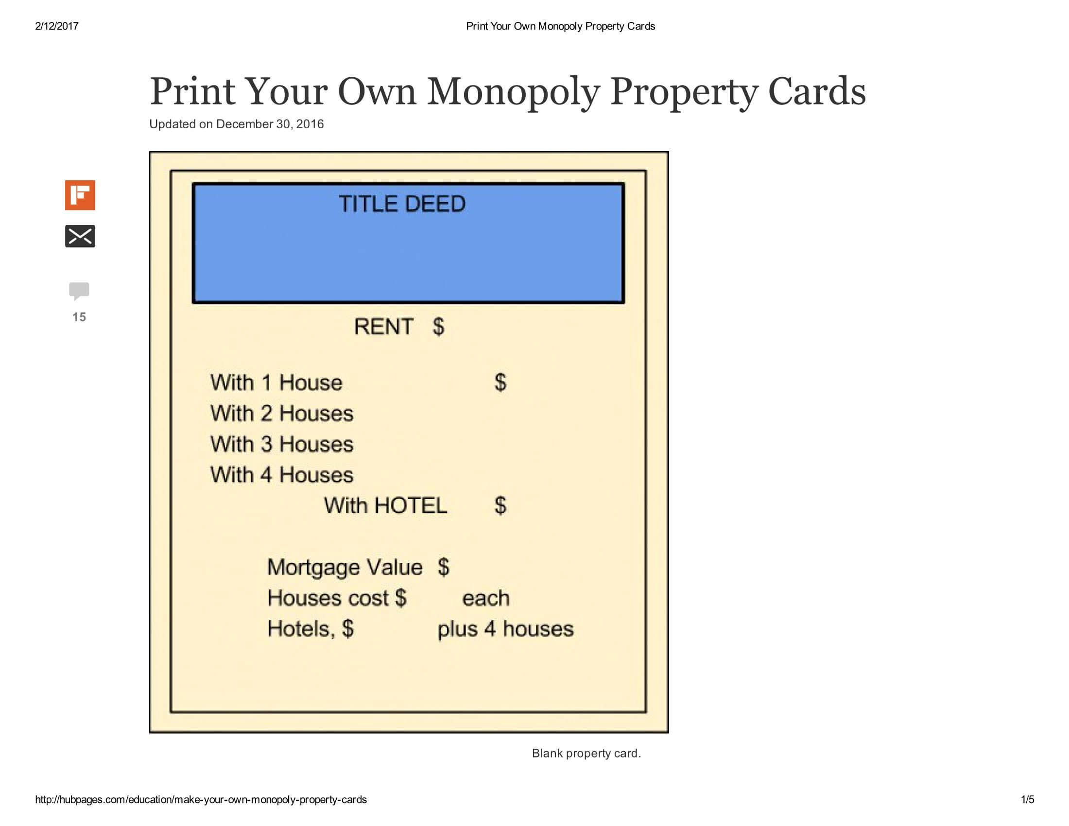Print Your Own Monopoly Property Cards Document Pages 1 – 5 Intended For Monopoly Property Cards Template
