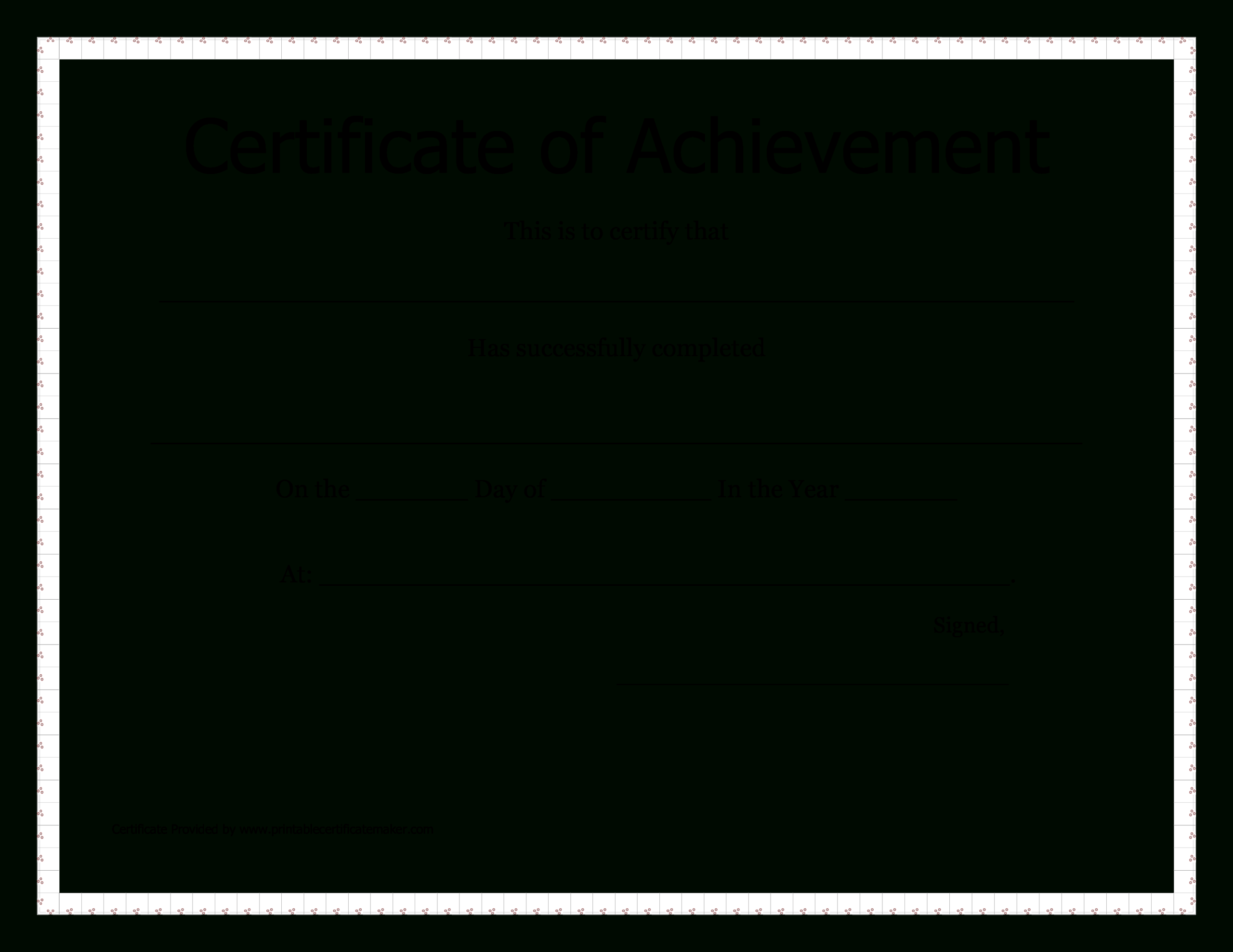 Printable Certificate Of Achievement | Templates At Pertaining To Blank Certificate Of Achievement Template