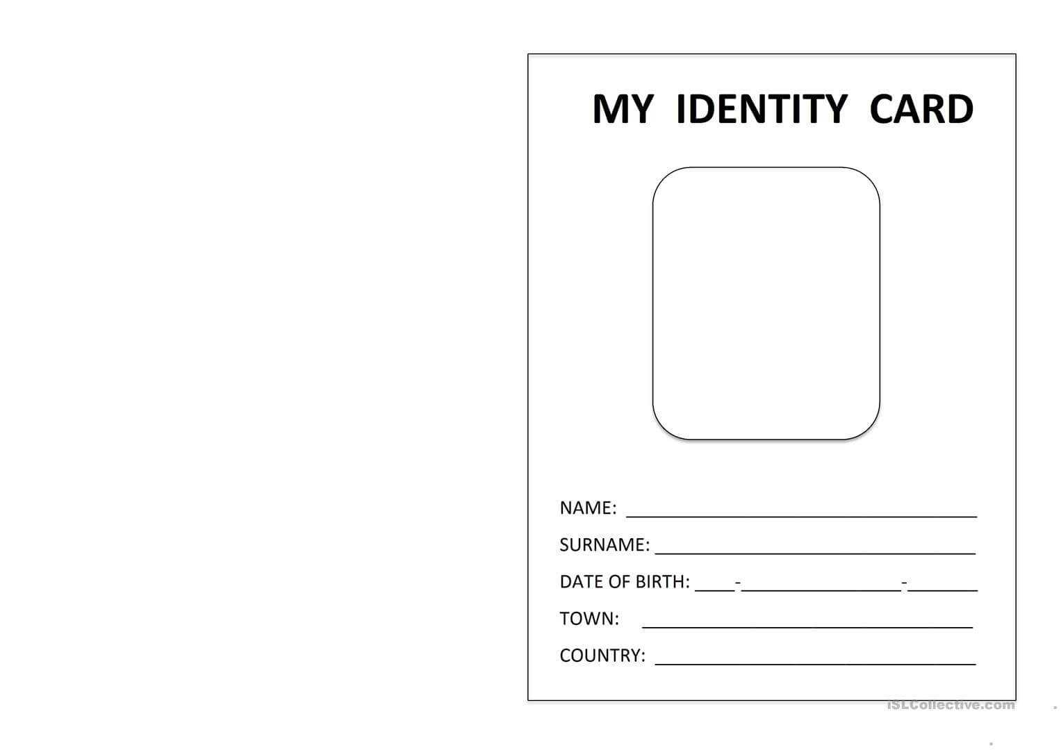 Printable Id Card English Esl Worksheets For Distance Pertaining To Id Card Template For Kids
