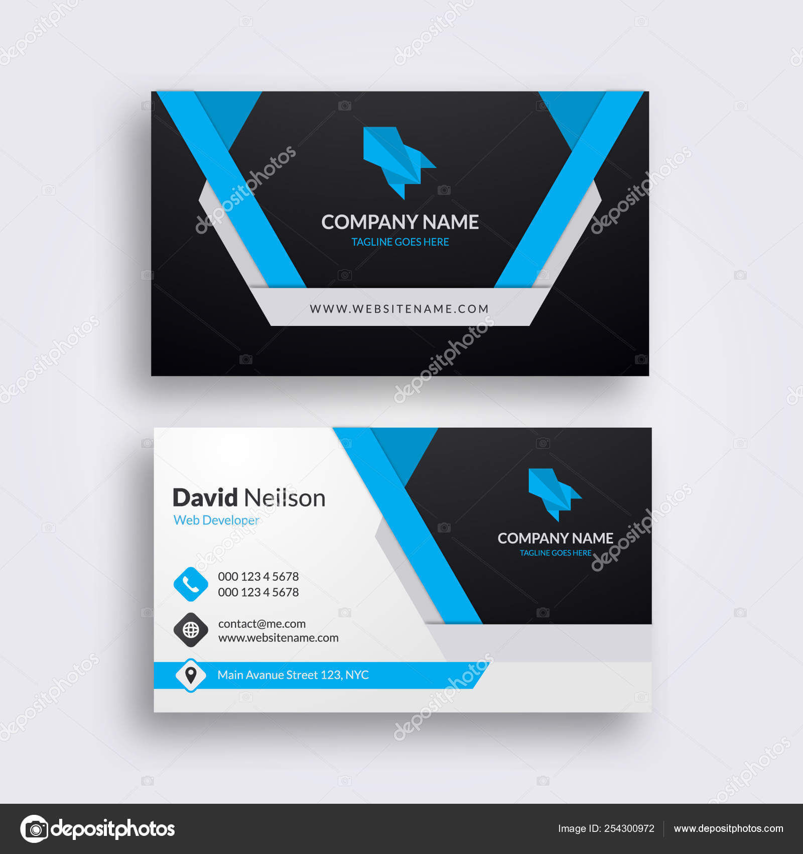 Professional Abstract Business Card Clean Fresh Design Within Professional Name Card Template