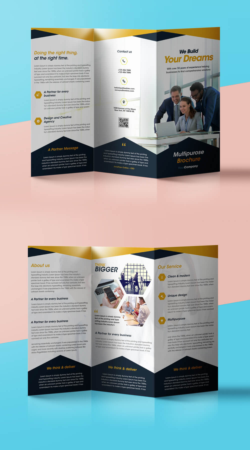 Professional Corporate Tri Fold Brochure Free Psd Template Regarding Brochure 3 Fold Template Psd