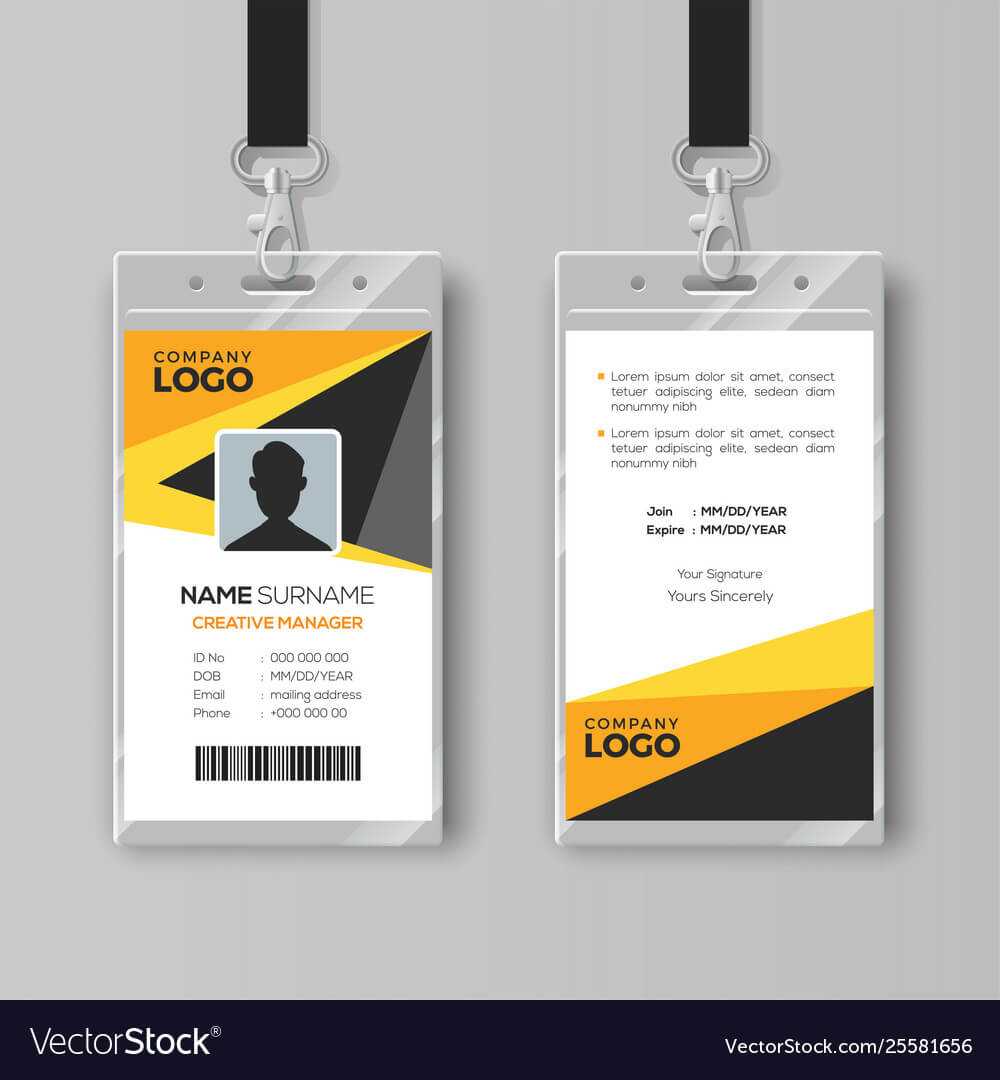 Professional Id Card Template With Yellow Details With Regard To Id 