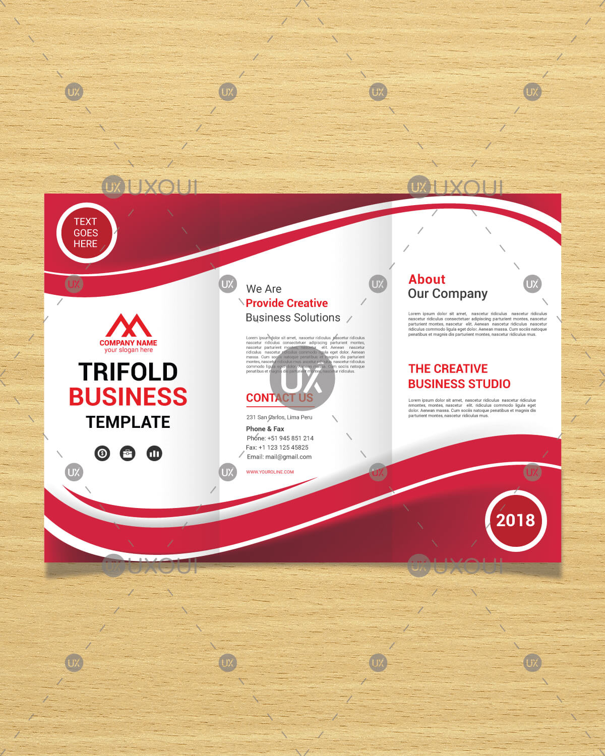 Professional Wavy Trifold Business Brochure Design Template For Professional Brochure Design Templates