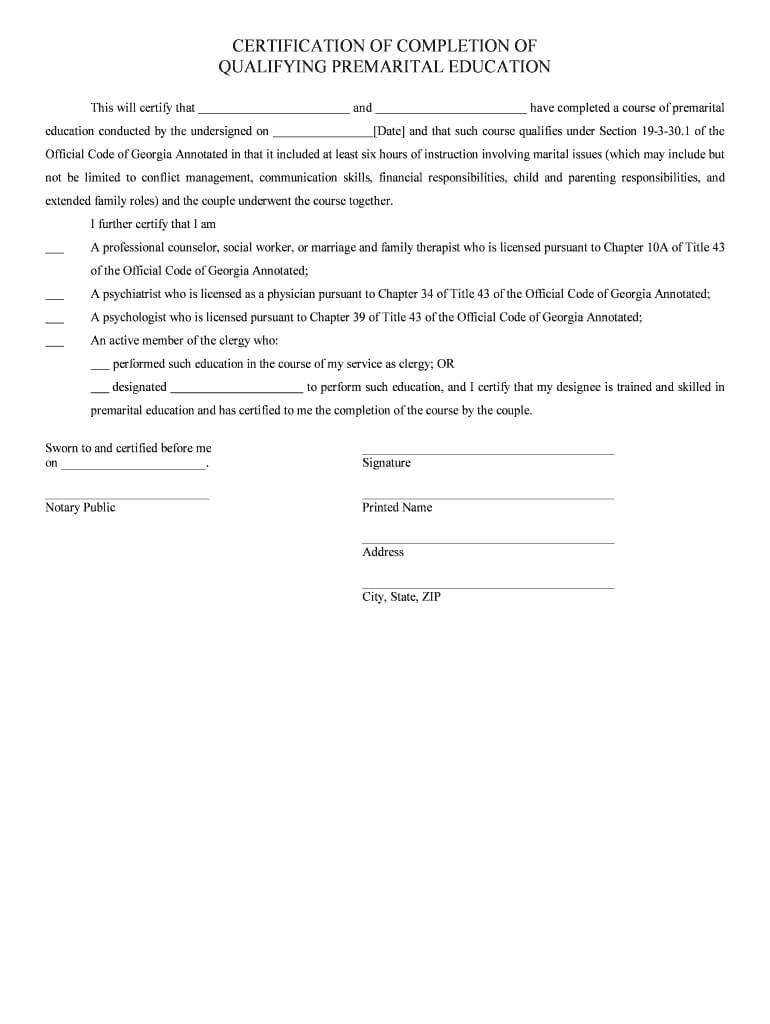 Proof Of Marriage Counseling Letter – Fill Out And Sign Printable Pdf  Template | Signnow Pertaining To Premarital Counseling Certificate Of Completion Template
