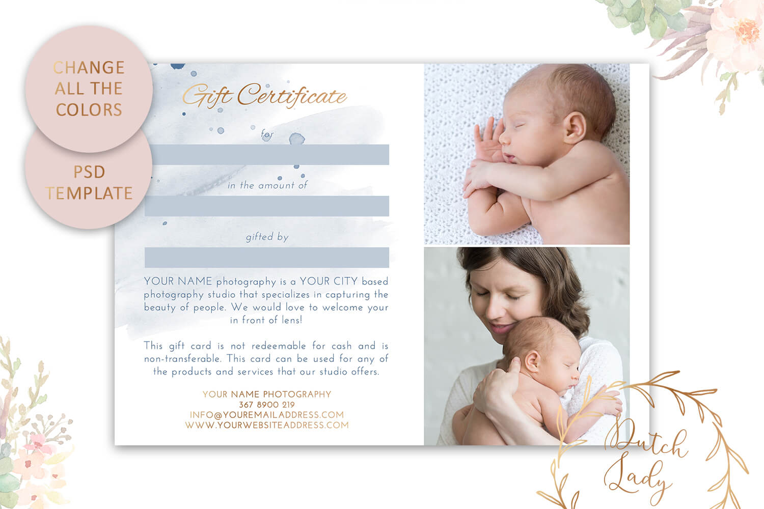 Psd Photography Gift Certificate Card Template 36 - Vsual For Photoshoot Gift Certificate Template