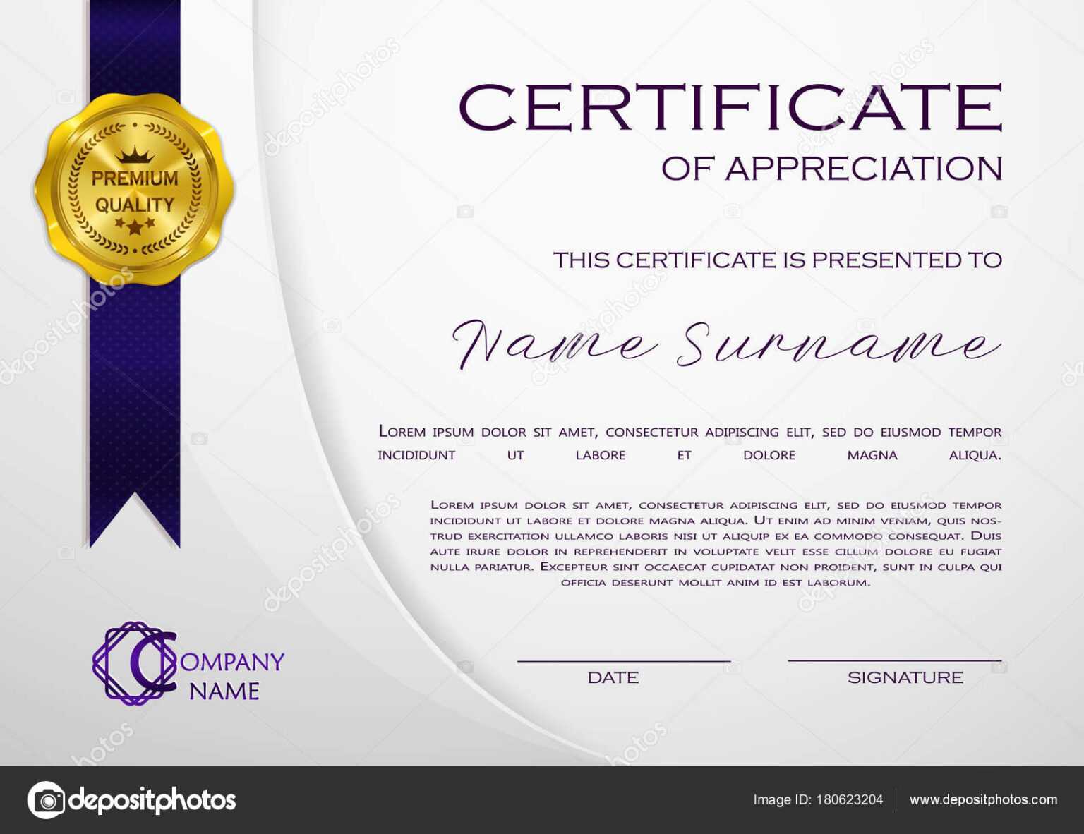 Qualification Certificate Appreciation Design Elegant Luxury intended